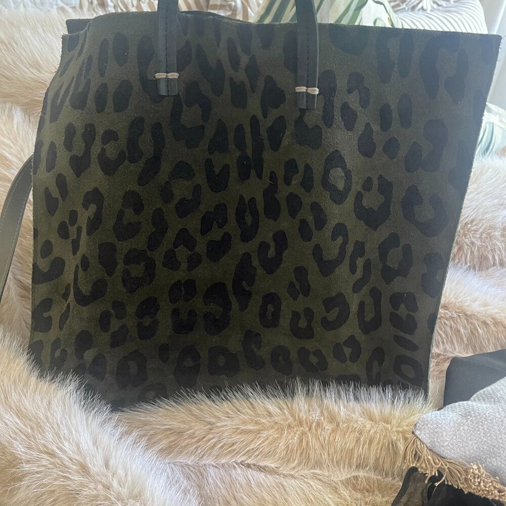 Clare V Simple Tote Green Suede